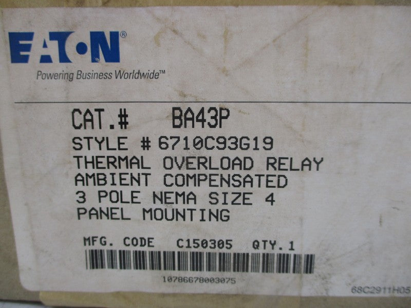 EATON BA43P 6710C93G19 NSFS