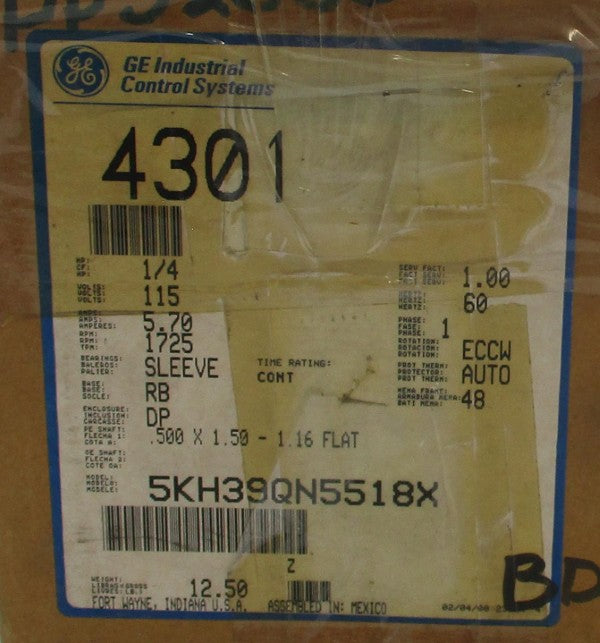 GENERAL ELECTRIC 5KH39QN5518X 4301 115V 5.70A NSMP