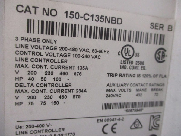 ALLEN BRADLEY 150-C135NBD SER. B 100-240VAC 135A NUPI