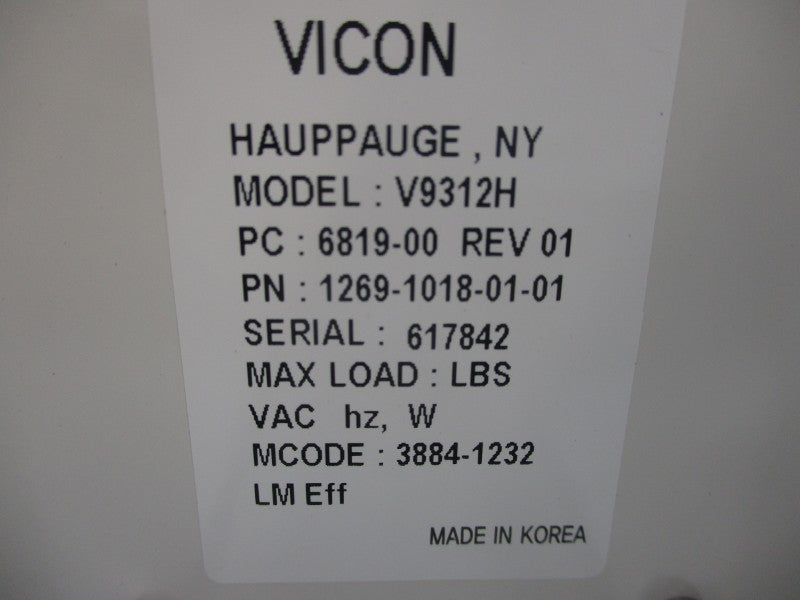 VICON V9312H 1269-1018-01-01 REV. 01 NSNP