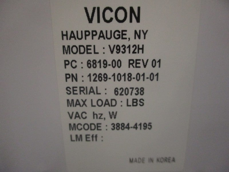 VICON V9312H 1269-1018-01-01 REV.01 NSMP