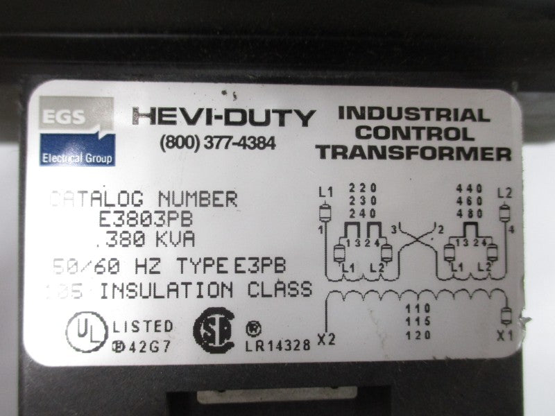 HEVI DUTY E3803PB 480V .380KVA NSNP
