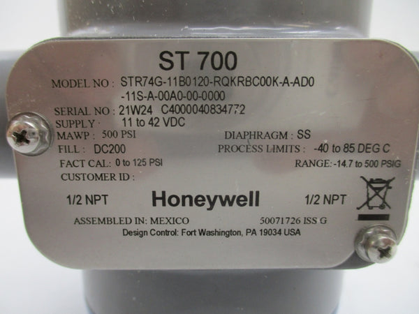HONEYWELL STR74G-11B0120-RQKRBC00K-A-AD0-11S-A-00A0-00-0000 11-42VDC 500PSI 1/2" NSMP