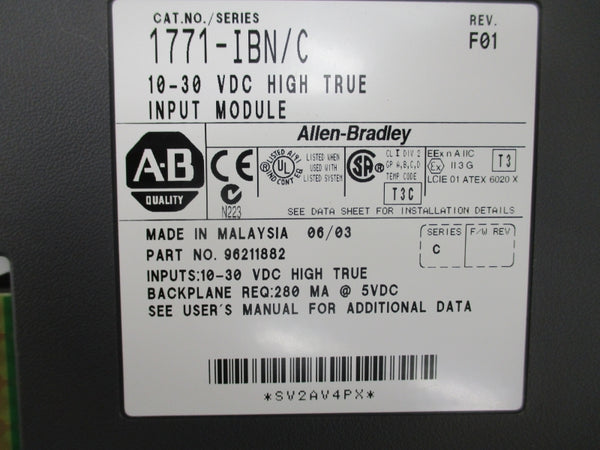 ALLEN BRADLEY 1771-IBN SER. C 10-30VDC REV. F01 NSMP