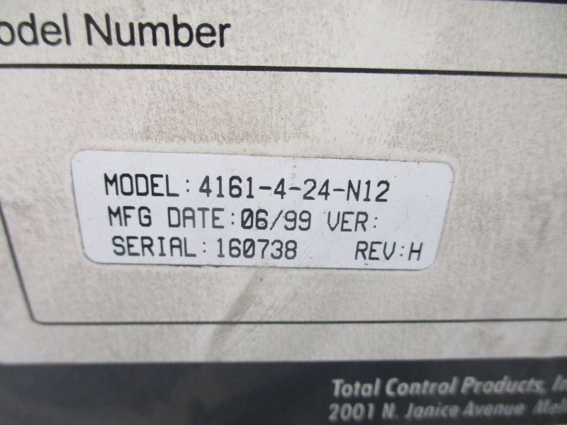 TOTAL CONTROL PRODUCTS 4161-4-24-N12 REV. H DATE: 06/99 NSFS