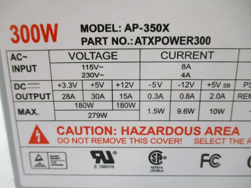STAR TECH AP-350PX ATXPOWER300 230VAC 4A NSMP