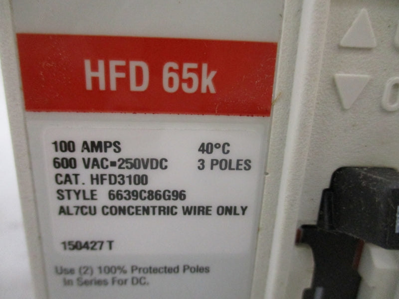 EATON HFD3100 6639C86G96 SER. C 600VAC 100A NSMP