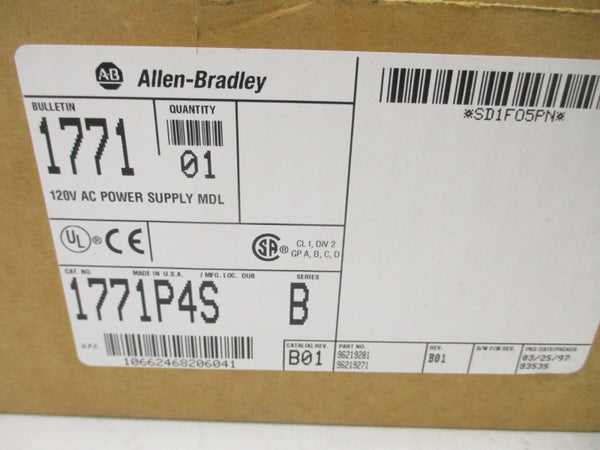 ALLEN BRADLEY 1771-P4S SER. B 120VAC 0.9A REV. B01 NSMP