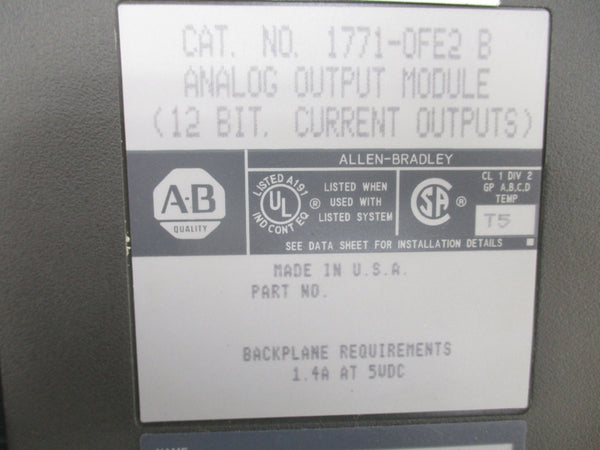 ALLEN BRADLEY 1771-OFE2 SER. B 5VDC 1.4A UNMP