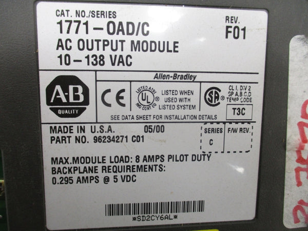 ALLEN BRADLEY 1771-OAD SER. C 10-138VAC REV. F01 UNMP