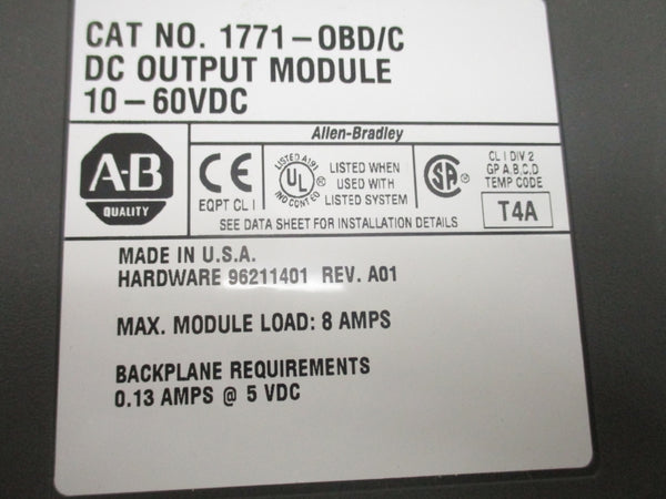 ALLEN BRADLEY 1771-OBD SER. C 10-60VDC 8A REV. A01 (AS PICTURED) NSMP