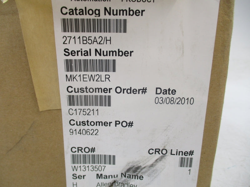 ALLEN BRADLEY 2711-B5A2 SER. H F/W 4.46 100-204VAC .25A-.15A REV. D REMAN