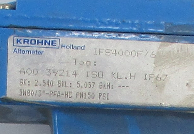 KROHNE IFS4000F/6 DN80/3"-PFA-HC 150PSI NSNP