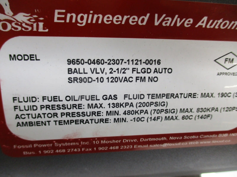 FOSSIL 6010-1008 9650-0460-2307-1121-0016 120VAC 2-1/2" 200PSI NSNP