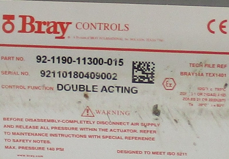 BRAY CONTROLS 92-1190-11300-015 140PSI NSNP