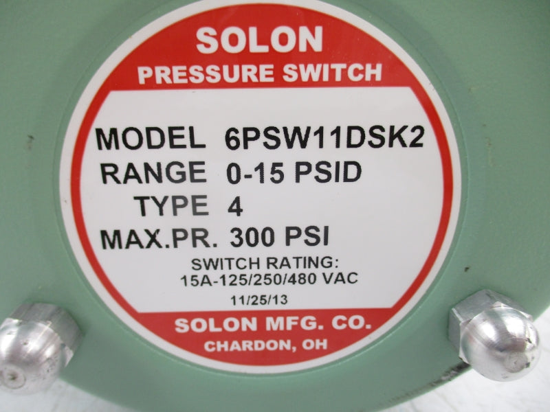 SOLON 6PSW11DSK2 125/250/480VAC 15A 0-15PSI NSNP