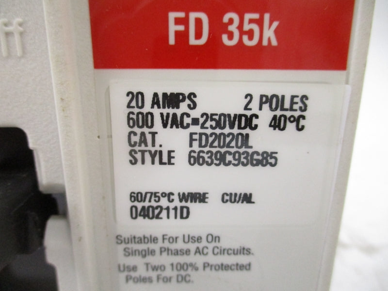 CUTLER HAMMER FD2020L SER. C 600VAC 20A NSMP