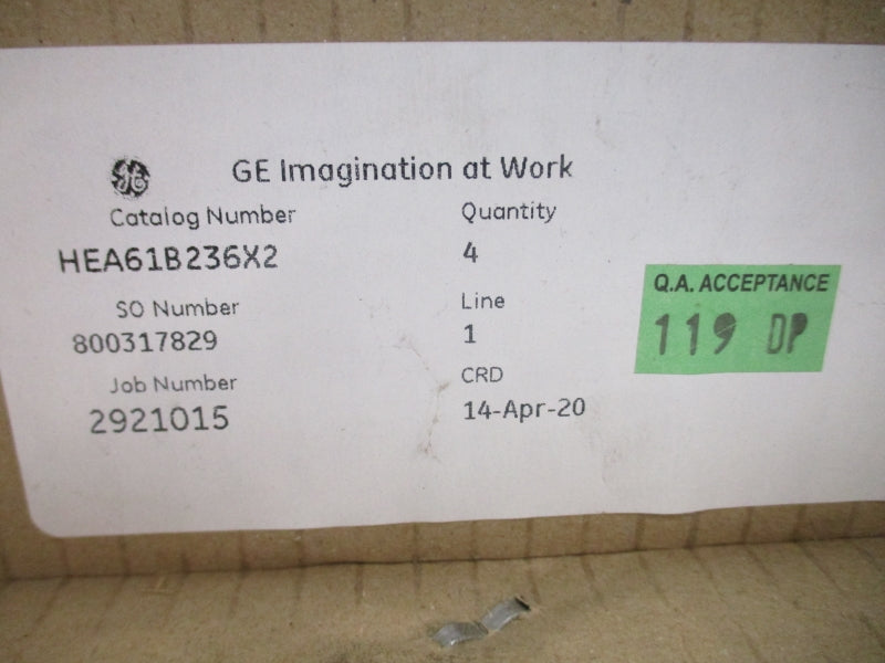 GENERAL ELECTRIC HEA61B236X2 (PKG OF 4) NSMP
