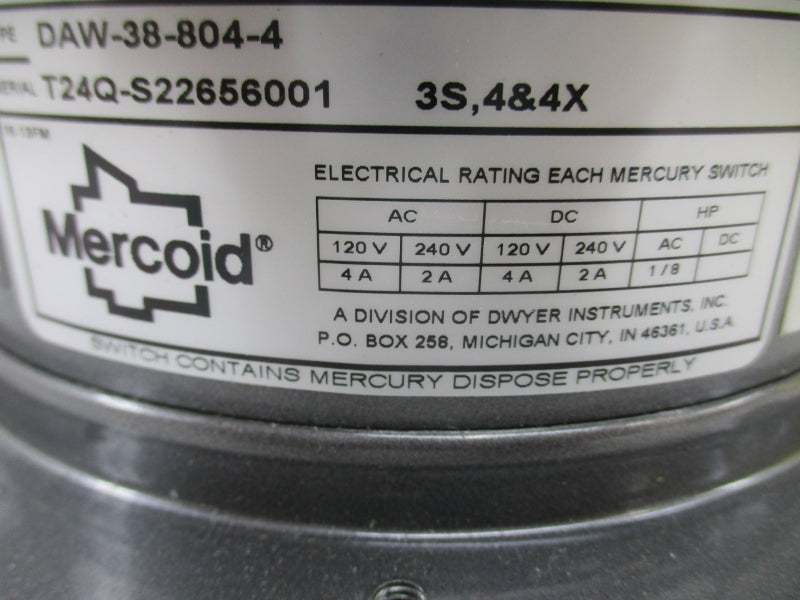 MERCOID DAW-38-804-4 120/240VAC 4A/2A NSMP