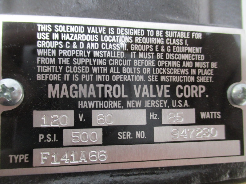 MAGNATROL VALVE F141A66 120V 500PSI NSNP