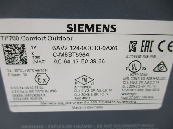 SIEMENS 6AV2124-0GC13-0AX0 24VDC 1.0A NSMP