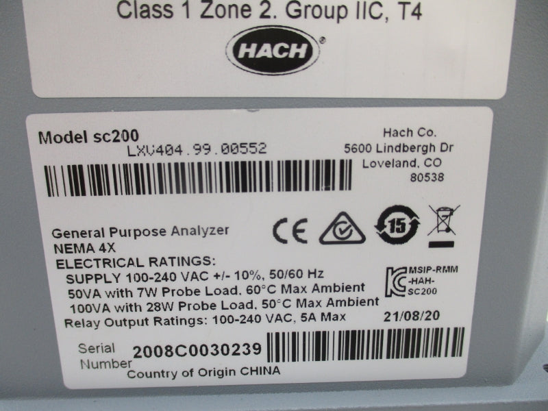 HACH SC200 LXV404.99.00552 100-240VAC 5A NSNP