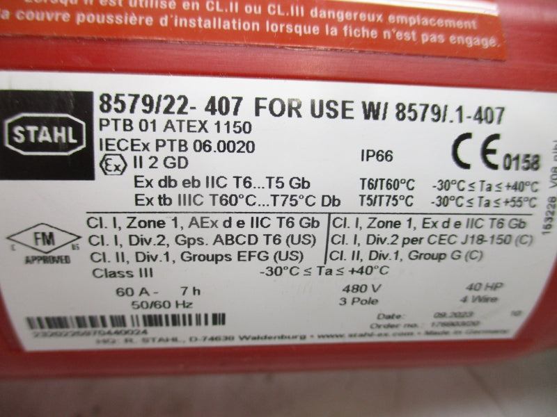 STAHL 8579/22-407 480V 60A NSNP