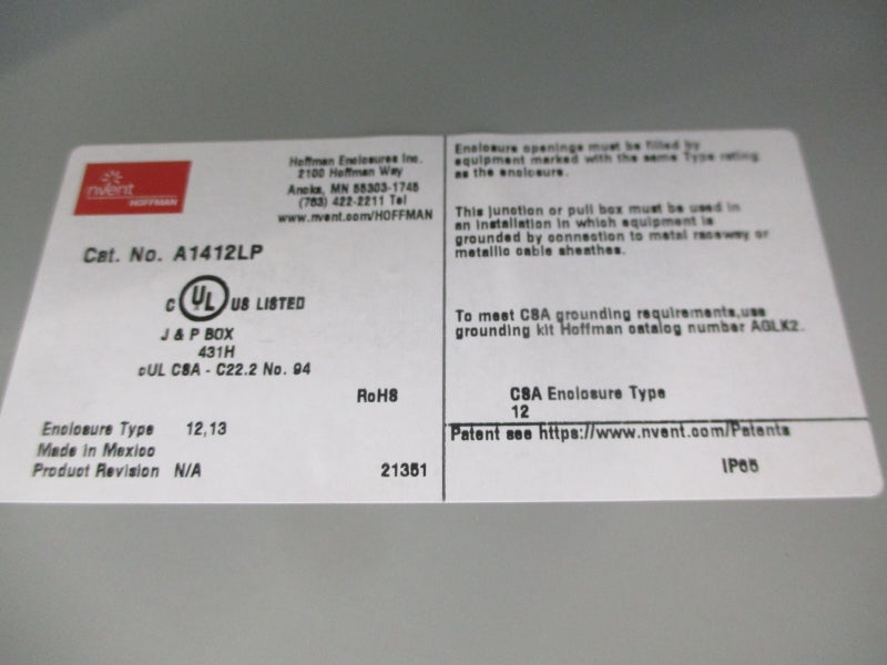 HOFFMAN A1412LP NSNP