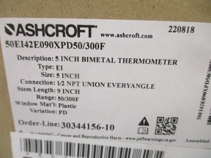 ASHCROFT 50EI42E090XPD50/300F 9" NSMP