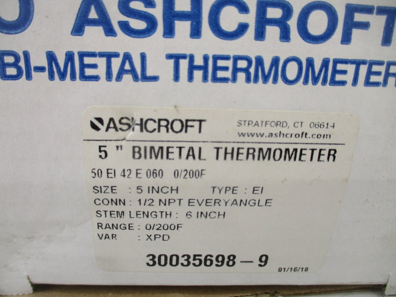 ASHCROFT 50EI42E0600/200F 1/2" NSMP