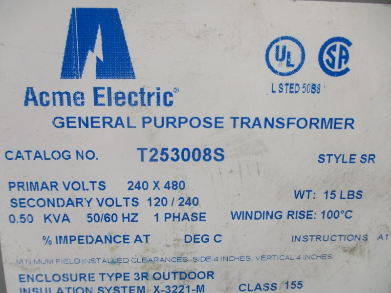 ACME T253008S 240/480V NSNP