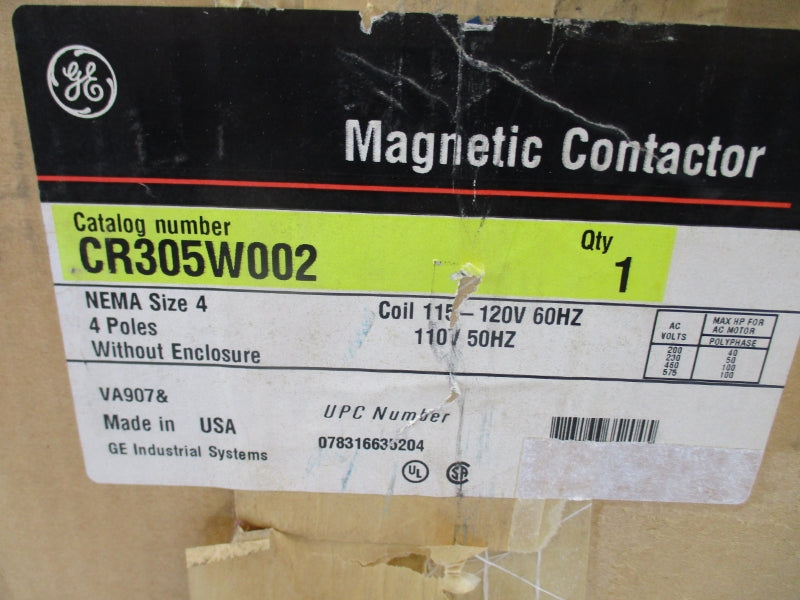 GENERAL ELECTRIC CR305W002 110/115-120V 150A NSMP