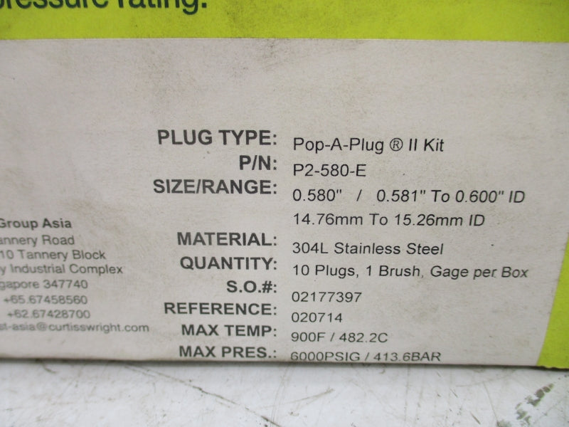 CURTISS-WRIGHT P2-580-E 6000PSI (PKG OF 10) NSMP