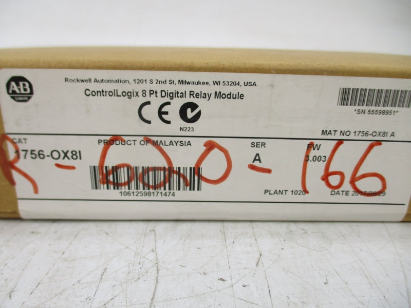 INDUSTRIAL SPARE PART 1756-OX8I SER. A F/W 3.003 DATE: 2017 NSFS