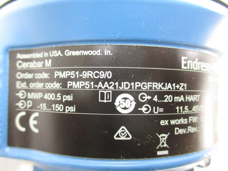 ENDRESS + HAUSER PMP51-9RC9/0 -15-150PSI NSMP