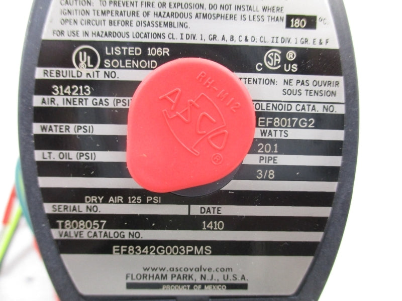 ASCO EF8342G003PMS 120V 125PSI 3/8" NSMP