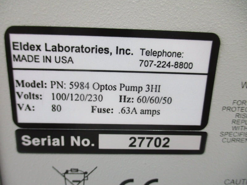 ELDEX 5984 OPTOS PUMP 3HI 100/120/230V .63A NSNP