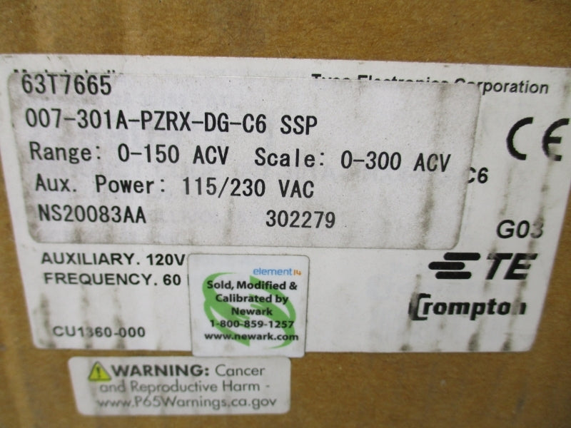 CROMPTON 007-301A-PZRX-DG-C6 115/230VAC NSMP