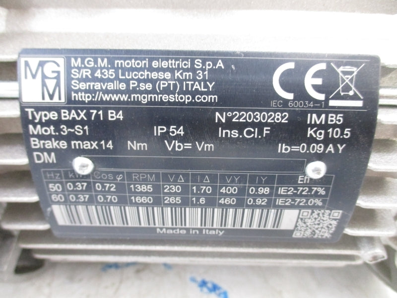 MGM BAX71B4 230/265V 1.7/1.6A NSMP