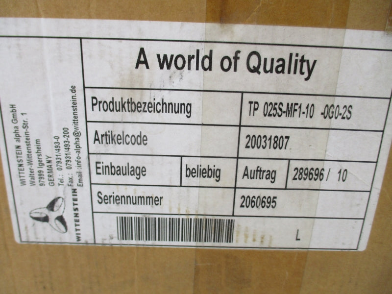 WITTENSTEIN TP025S-MF1-10-0G0-2S NSMP