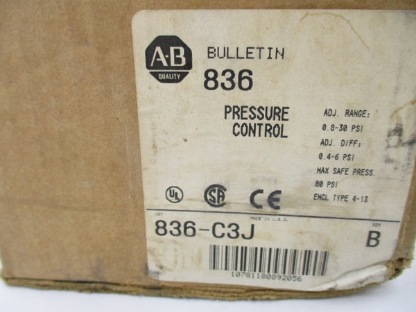 ALLEN BRADLEY 836-C3J SER. B 600V 0.8-30PSI (BR/WH) NSMP