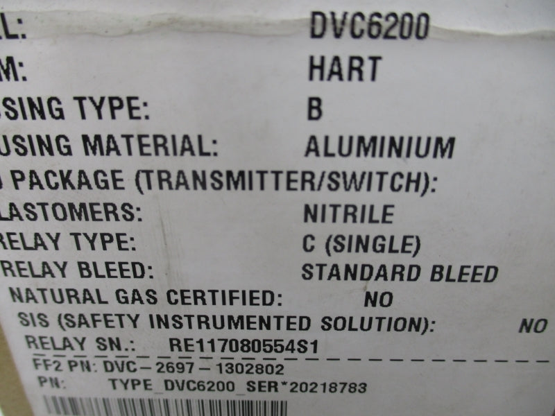 FISHER DVC6200HW2 30VDC 145PSI NSMP