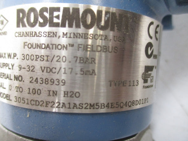 ROSEMOUNT 3051CD2F22A1A1S2M5B4E5Q4Q8D01P1 9-32VDC 300PSI NSMP