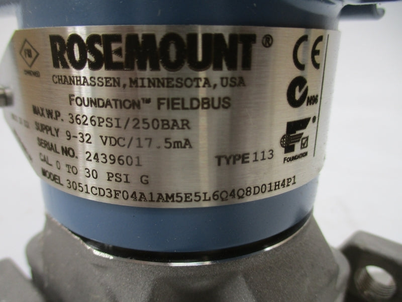 ROSEMOUNT 3051CD3F04A1AM5E5L6Q4Q8D01H4P1 9-32VDC 3626PSI NSMP
