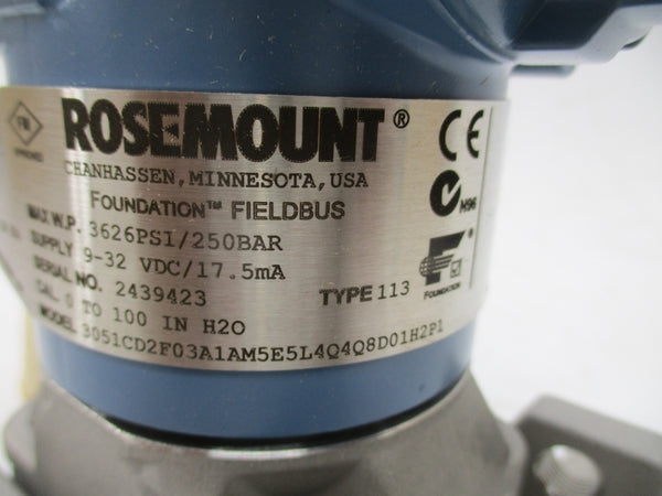 ROSEMOUNT 3051CD2F03A1AM5E5L4Q4Q8D01H2P1 9-32VDC 3626PSI NSMP