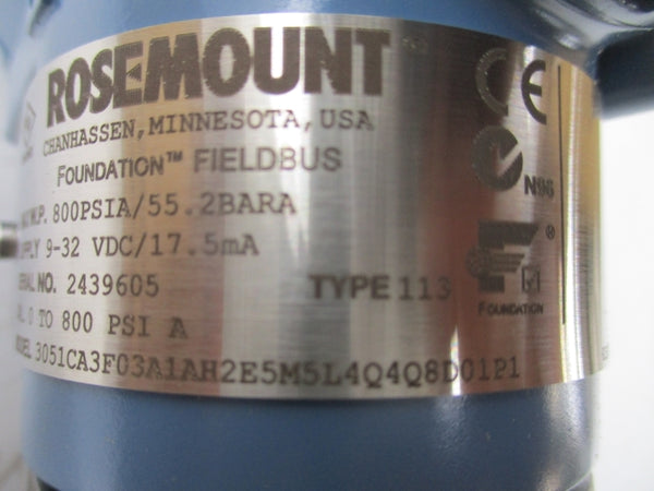 ROSEMOUNT 3051CA3F03A1AH2E5M5L4Q4Q8D01P1 9-32VDC 800PSI NSMP