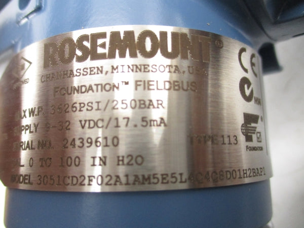 ROSEMOUNT 3051CD2F02A1AM5E5L4Q48D01H2BAP1 9-32VDC 3626PSI NSMP