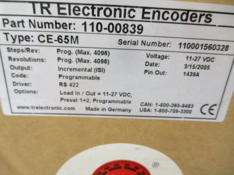 TR ELECTRONIC ENCODERS 110-00839 CE-65M 11-27VDC NSMP