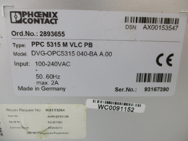 PHOENIX CONTACT DVG-OPC5315 040-BA A.00 PPC 5315 M VLC PB 100-240VAC 2A UNMP
