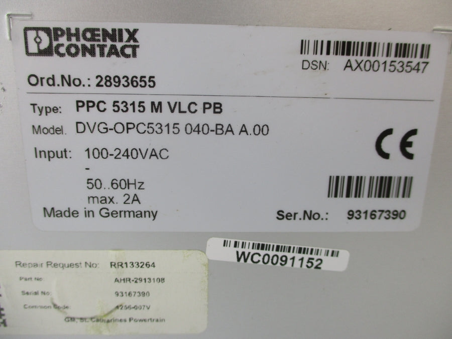 PHOENIX CONTACT DVG-OPC5315 040-BA A.00 PPC 5315 M VLC PB 100-240VAC 2A UNMP